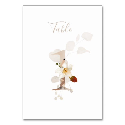 Rustikales handgeschriebenes Skript 1 Hochzeit Tischnummer (Vorderseite)