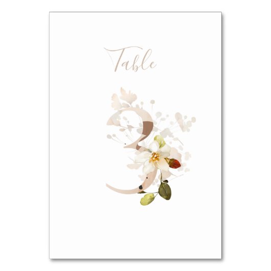 Rustikales handgeschriebenes Skript 3 Hochzeit Tischnummer (Rückseite)