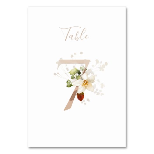 Rustikales handgeschriebenes Skript 7 Wedding Tischnummer (Vorderseite)