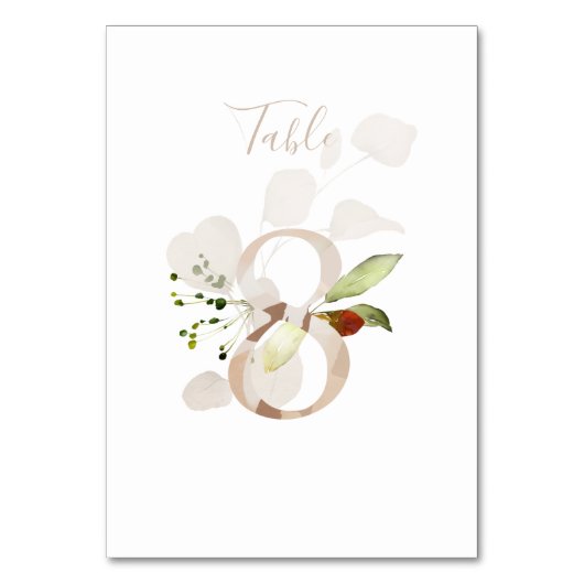 Rustikales handgeschriebenes Skript 8 Wedding Tischnummer (Vorderseite)