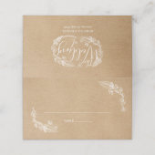 Rustikales handgezeichnet Blumengartenskript Platzkarte (Außenseite Aufgefaltet)