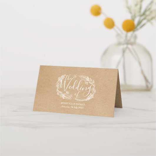 Rustikales handgezeichnet Blumengartenskript Platzkarte (Rückseite)