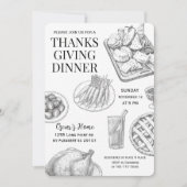 Rustikales, handGezeichnet Erntedank Dinner Einladung (Vorderseite)