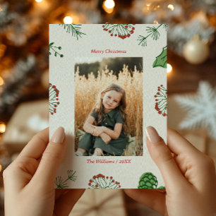 Rustikales, handGezeichnet Mistletoe Pine Weihnach Feiertagskarte