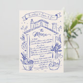 Rustikales, handgezeichnetes italienisches Hochzei Menükarte (Stehend Vorderseite)