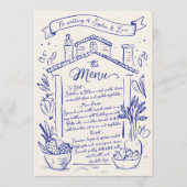 Rustikales, handgezeichnetes italienisches Hochzei Menükarte (Vorderseite)