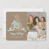 Rustikales, handgezeichnetes Joy Calligraphy Folia Feiertagskarte (Vorderseite)