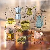 Rustikales Handgezogenes Café Kunst Fensteraufkleber (Blatt 2)