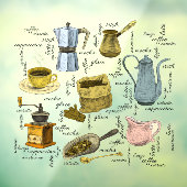 Rustikales Handgezogenes Café Kunst Fensteraufkleber (Blatt 3)