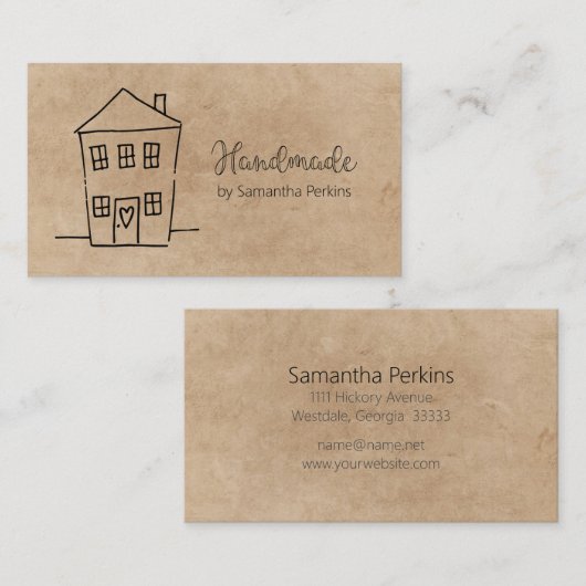 Rustikales handgezogenes Kraftpapier Visitenkarte (Vorne/Hinten)