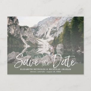 Rustikales Handschrift-Foto Save the Date Postkarte