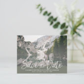 Rustikales Handschrift-Foto Save the Date Postkarte (Stehend Vorderseite)