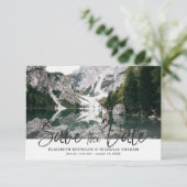 Rustikales Handschrift-Foto Save the Date Reaktion RSVP Karte (Stehend Vorderseite)
