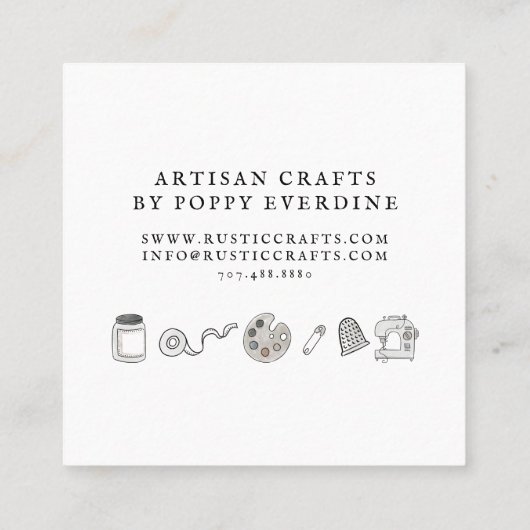Rustikales Handwerk Quadratische Visitenkarte (Rückseite)