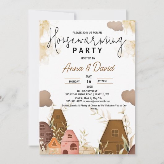 Rustikales, handZeichnend Party Einladung (Vorderseite)