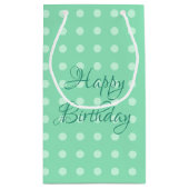 Rustikales Happy Birthday Template Polka Dots Minz Kleine Geschenktüte (Rückseite)