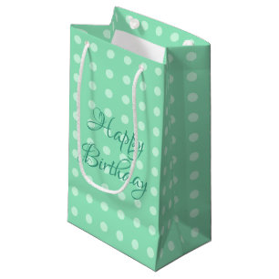 Rustikales Happy Birthday Template Polka Dots Minz Kleine Geschenktüte
