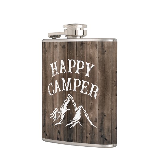 Rustikales Happy Camper Adventure Camping Barn Woo Flachmann (Links)