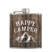 Rustikales Happy Camper Adventure Camping Barn Woo Flachmann (Vorderseite)