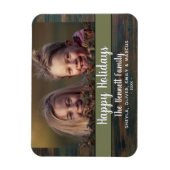 Rustikales Happy Holiday Script Custom Family Foto Magnet (Vertikal)