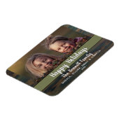 Rustikales Happy Holiday Script Custom Family Foto Magnet (Linke Seite)