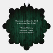 Rustikales Happy Holidays Green Wood Print Ornament Karte (Rückseite)