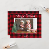 Rustikales Happy Holidays Kariertes Foto Karte (Vorderseite/Rückseite Beispiel)