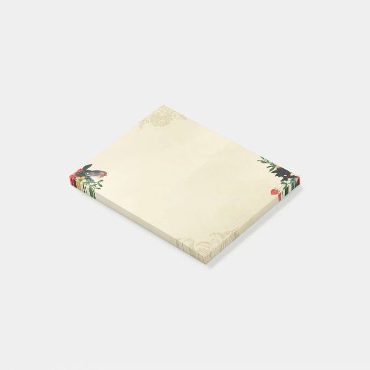 Rustikales Happy Holidays Snowflakes Red Bird Robi Post-it Klebezettel (angewinkelt)