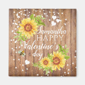 Rustikales Happy Valentins Blumenmagnet Magnet (Vorne)