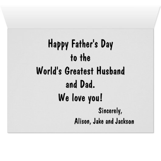 Rustikales Happy Vatertag Familie Foto Grau (Innenansicht Horizontal (Unten))