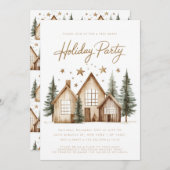 Rustikales Haus Kabine Mountain Holiday Party Einladung (Vorne/Hinten)