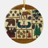 Rustikales Häuschen-Land-Kabinen-Weihnachten Keramik Ornament (Vorne)