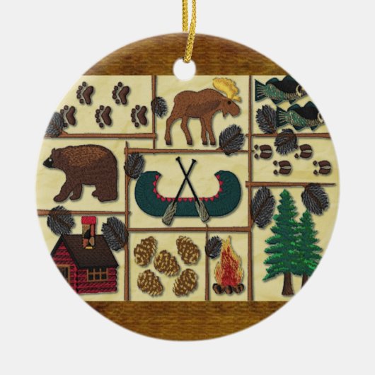 Rustikales Häuschen-Land-Kabinen-Weihnachten Keramik Ornament (Vorne)