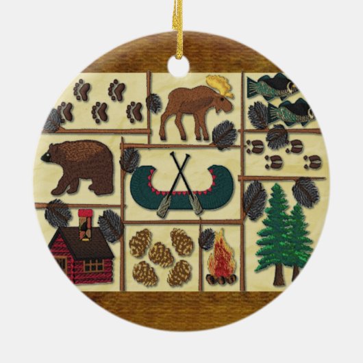Rustikales Häuschen-Land-Kabinen-Weihnachten Keramik Ornament (Hinten)