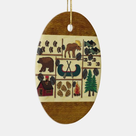 Rustikales Häuschen-Land-Kabinen-Weihnachten Keramik Ornament (Rechts)