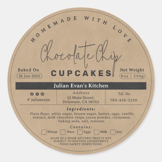 Rustikales, hausgemachte Bäckerei Hütte Food Law L Runder Aufkleber (Vorderseite)