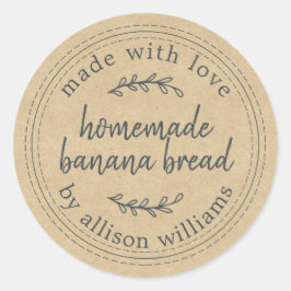 Rustikales, hausgemachtes Bananenbrotpapier Runder Aufkleber