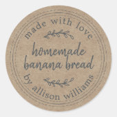 Rustikales, hausgemachtes Bananenbrotpapier Runder Aufkleber (Vorderseite)