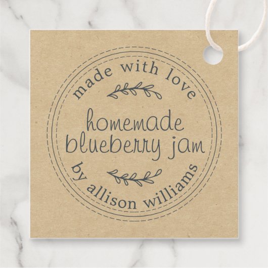 Rustikales, hausgemachtes Blueberry Jam Canning Kr Geschenkanhänger (Rückseite)
