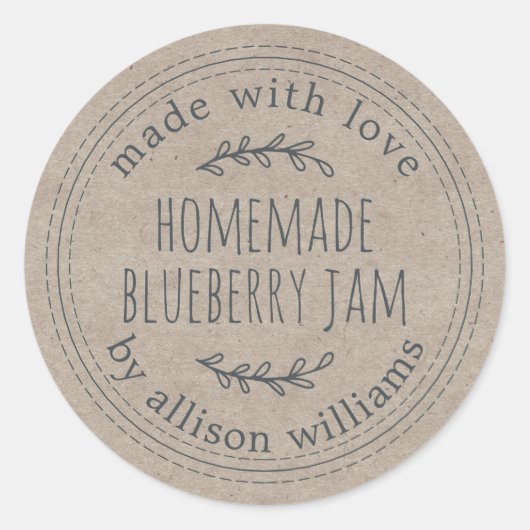 Rustikales, hausgemachtes Blueberry Jam Canning Kr Runder Aufkleber (Vorderseite)