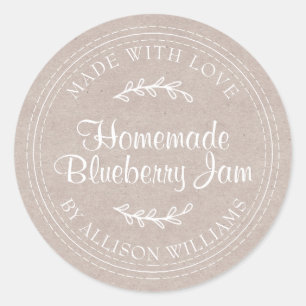 Rustikales, hausgemachtes Blueberry Jam Canning Kr Runder Aufkleber