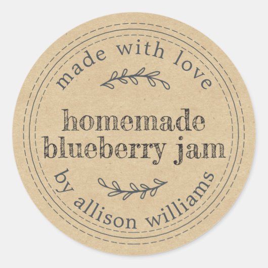 Rustikales, hausgemachtes Blueberry Jam Canning Kr Runder Aufkleber (Vorderseite)