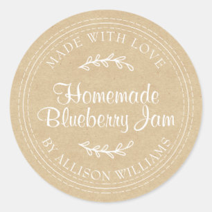 Rustikales, hausgemachtes Blueberry Jam Canning Kr Runder Aufkleber