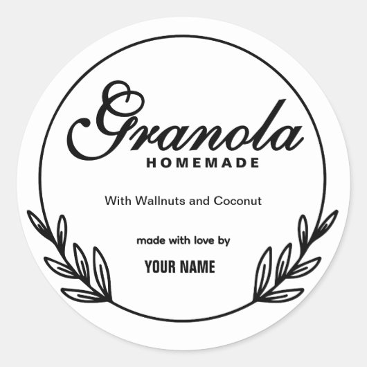 Rustikales, hausgemachtes Granollabel Runder Aufkleber (Vorderseite)
