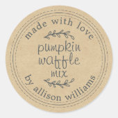 Rustikales, hausgemachtes Kürbiswaffelpapier Runder Aufkleber (Vorderseite)