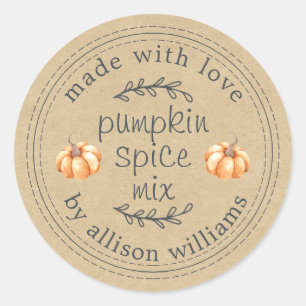 Rustikales, hausgemachtes Pumpkin Gewürz Mix Kraft Runder Aufkleber