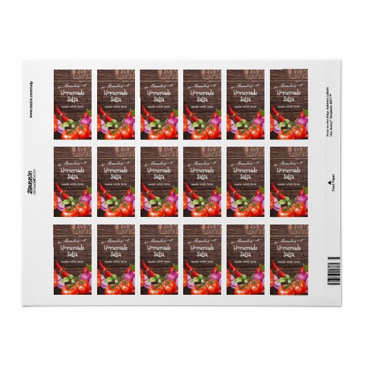 Rustikales, hausgemachtes Salsa-Label Adressaufkleber (Vorne)