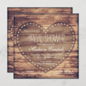 Rustikales Heart Barn Wood Brautparty lädt ein Einladung (Vorne/Hinten)