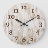 Rustikales, hellbraunes, gewittertes Holz Große Wanduhr (Vorderseite)