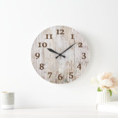 Rustikales, hellbraunes, gewittertes Holz Große Wanduhr (Zuhause)
